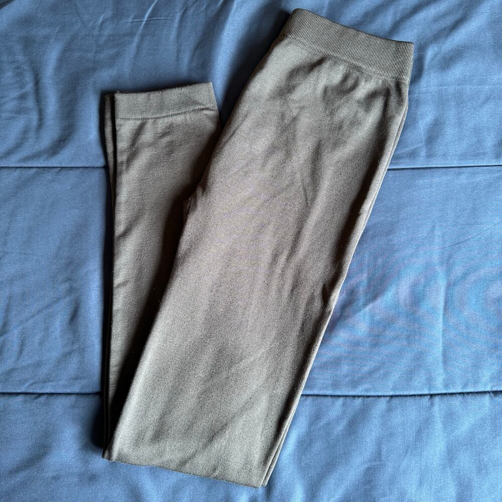 Pink Rose Fleece Lined Leggings Womens M Gray Stretch